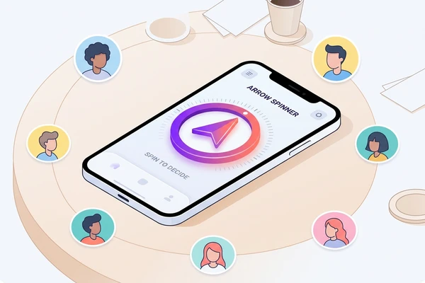 Place phone flat in table center for online arrow spinner