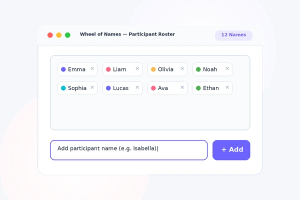 Enter or paste names into the Wheel of Names